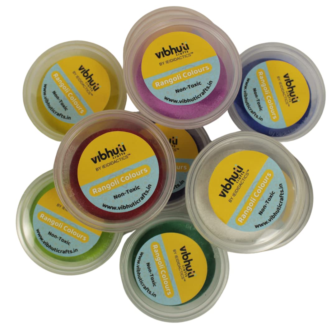 IEIDidactics Vibhuticrafts (hoblie) Rangoli Colours 10 Colour Set - Rangoli Powder for Diwali Decoration, Festival Decor, Rangoli On Floor, Home Decor, Pooja Thali + Free Glitter Powder