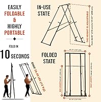 Vista 5 de KT Rust-resistant Tall Pull Up Dip Station Squat Rack Foldable Power Tower Stable Multifunctional Exercise Machine Durable Home Gym Strength