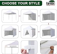 Vista 5 de Toldo Eurmax comercial de 3 m x 3 m, carpa para armar, toldos para fiestas en exteriores con 4 paredes laterales desmontables, con cierres, y bolsa