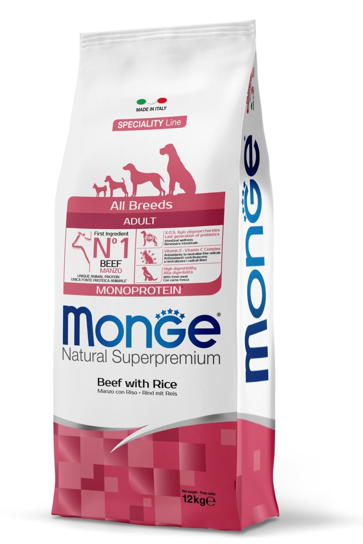 Monge Natural Superpremium ADULT BEEF AND RICE cibo secco per cani 12 kg