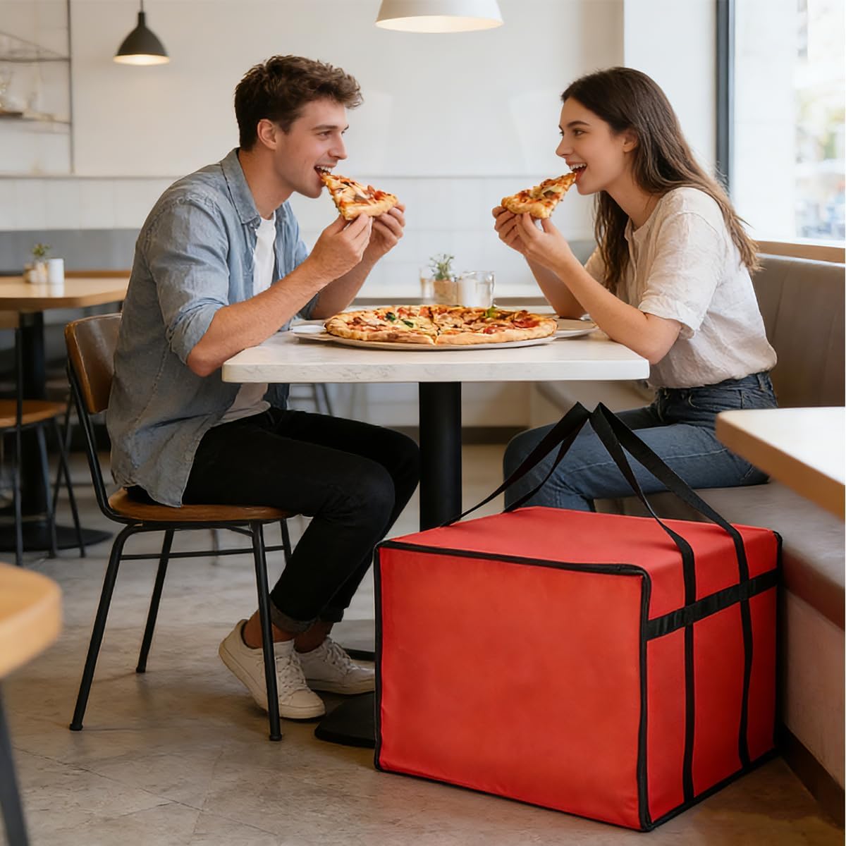 Pizza Bags For Delivery(20x20x14 Inch)，Insulated Pizza Delivery Bag Reusable,Pizza Bags For Delivery 2 Pack Red and Blue,Ideal for Personal and Professional Food Delivery.