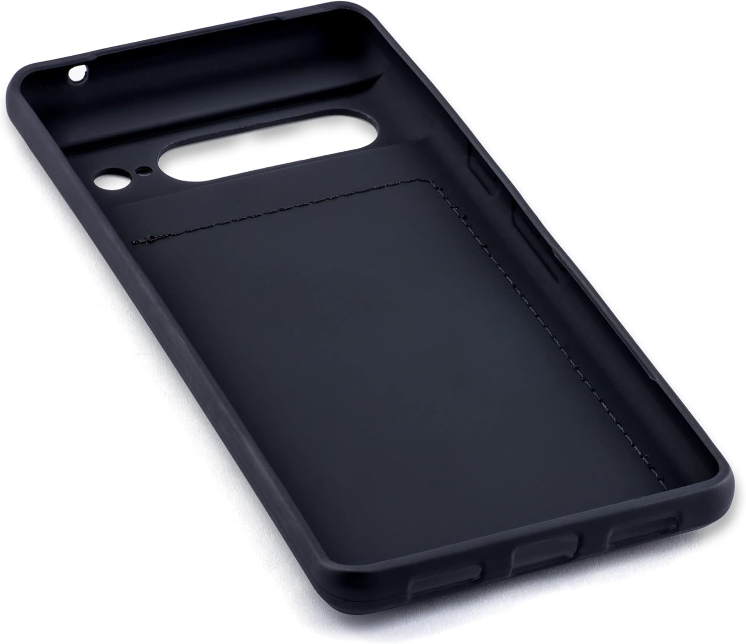 Dockem Flip Card Case For Google Pixel 7 Pro with Removable Minimalist Flap Wallet for 3-4 Cards, Liquid Silicone Shell with Textured Synthetic Leather (Black)