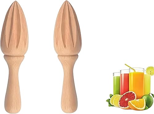 2Pcs Wooden Citrus Juicer - Handheld Manual LemonOrange Reamer Portable Fruit Squeezer Tool for Home, Cafe and Bar,Kitchen Utensils, Bartender