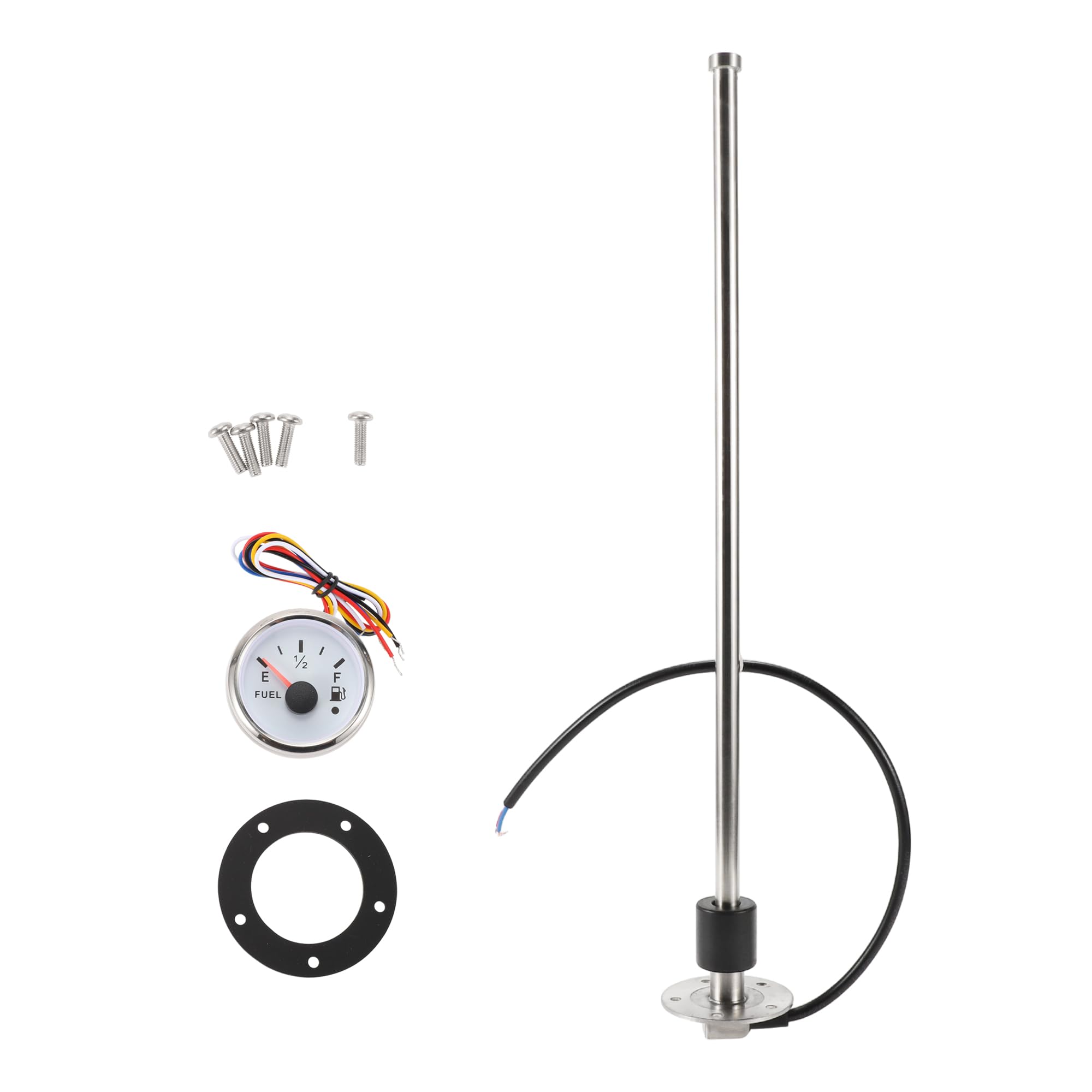 A ABSOPRO 480mm Fuel Sending Unit and Gauge Kit 18.9" Boat Fuel Tank Sending Unit Fuel Water Level Sensor and Fuel Gauge for Boat Car Truck RV