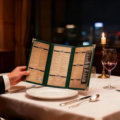 Miniatura 17 de Goodsmart - Fundas para menú de restaurante, paquete de 25 unidades, color negro, 2 vistas, soportes para menú de carga superior, cubiertas