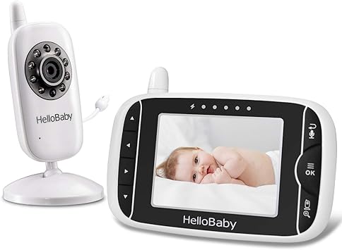 Hellobaby Moniteur Video Pour Bebe Avec Camera Et Audio Protegez Vos Bebes Avec La Vision Nocturne La Conversation La Temperature Ambiante Les Berceuses Amazon Fr Bebe Et Puericulture