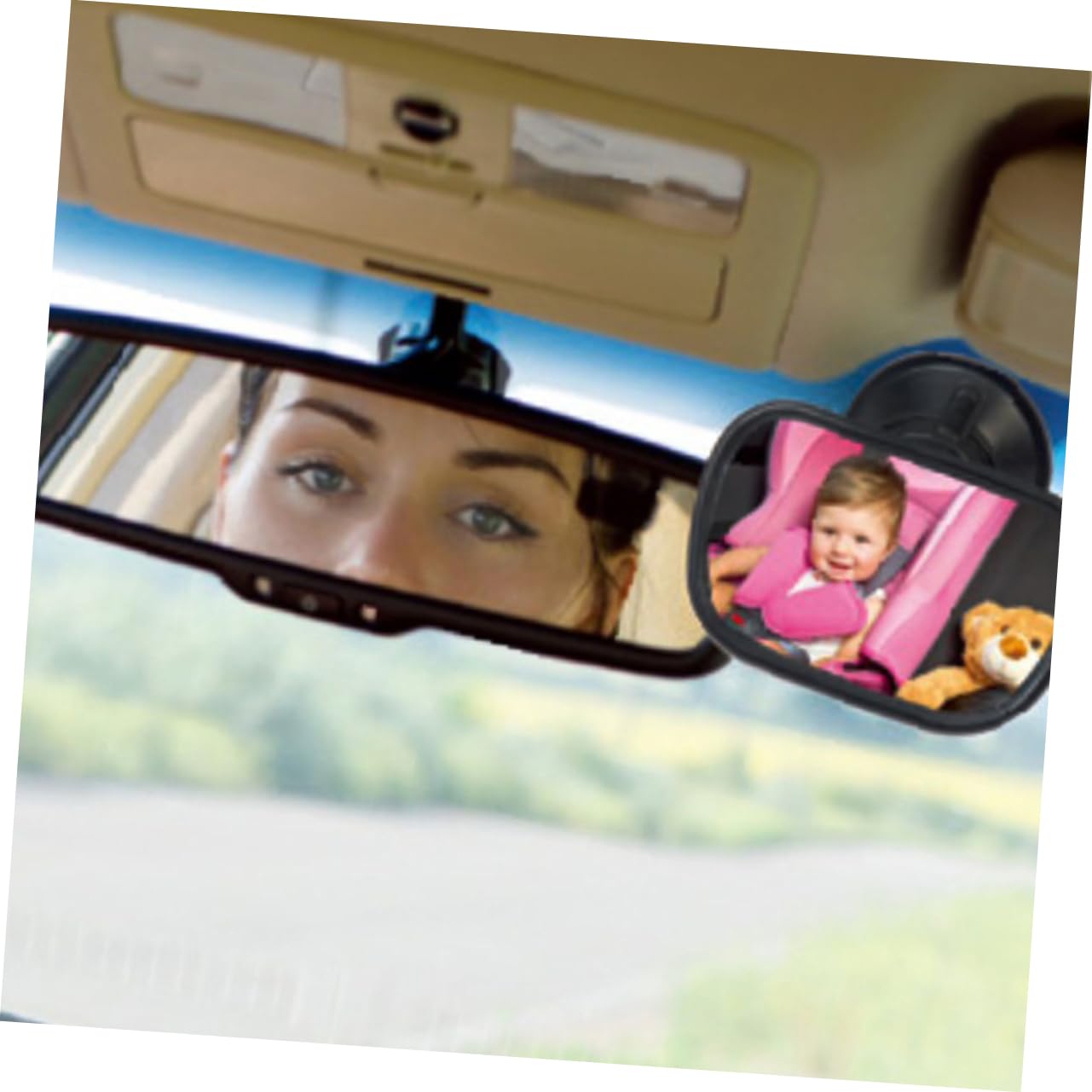 HEMOTON Car Rear Seat Mirror Suction Cup Safety Mirror Abs Plastic Rearview Easy to Install