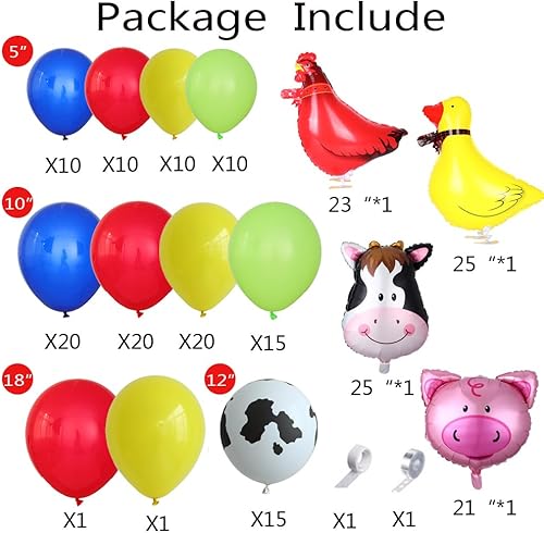 Miniatura 2 de Kit de guirnalda de arco de globos de vaca de 138 piezas, decoración de fiesta de animales de granja, globos con estampado de animales rojos,