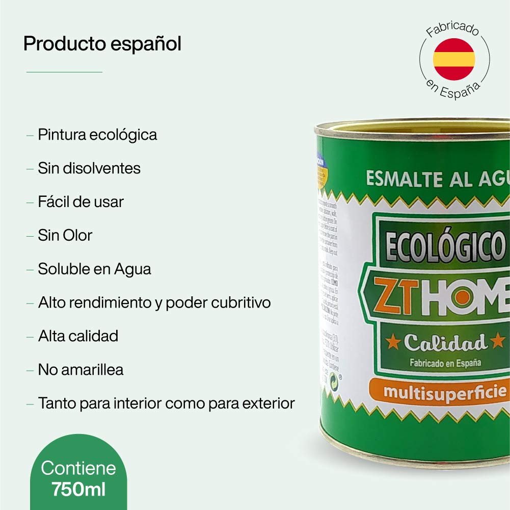 Pintura acrilica Ecológica al agua Barniz Mate madera, metal, radiadores, aluminio / Esmalte al agua / cunas, muebles, azulejos puertas exterior-interior 750ml (Azul Luminoso - RAL 5016)