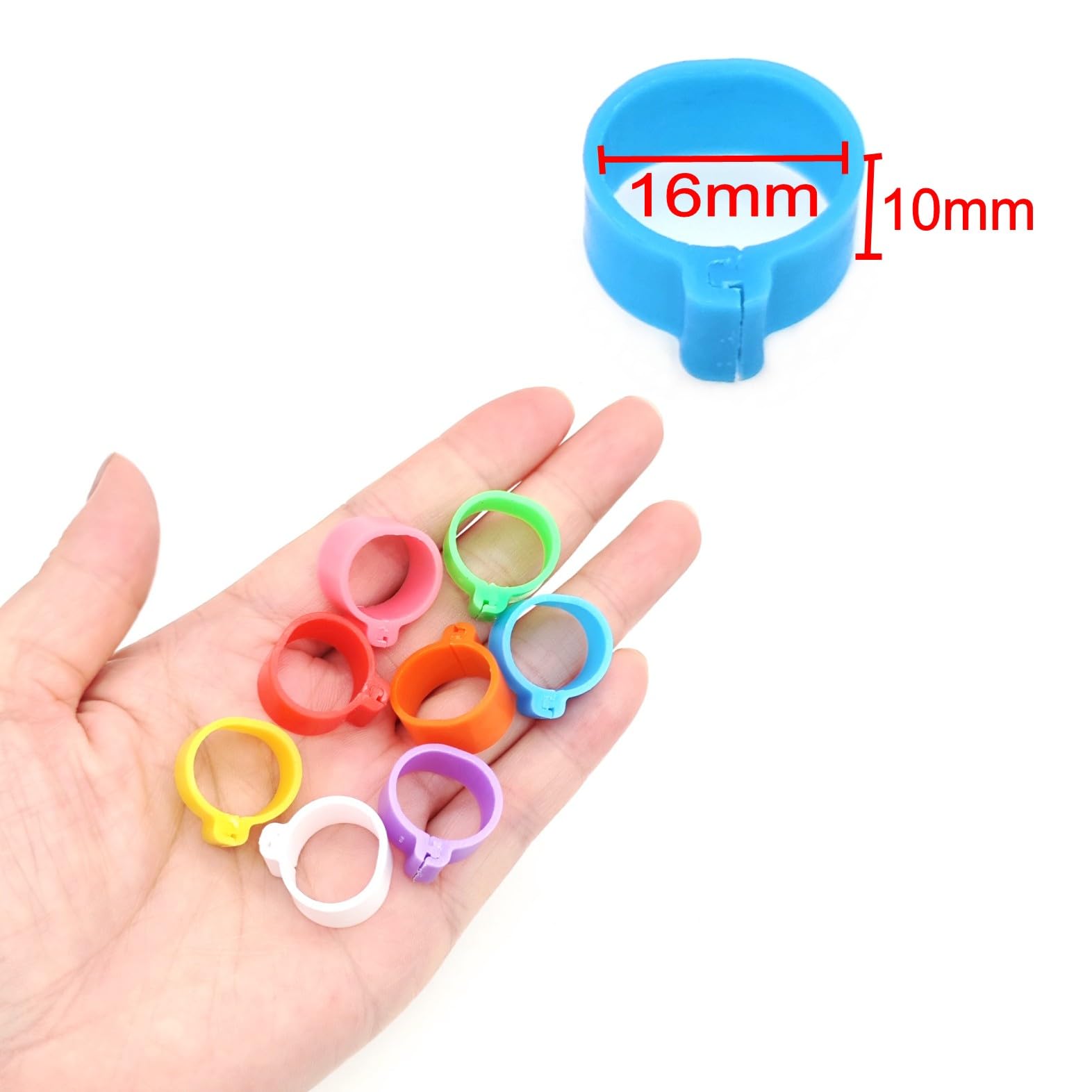 JZK 24 Anillos de Plástico Multicolor 16 mm con Clip para Identificación de Pollo