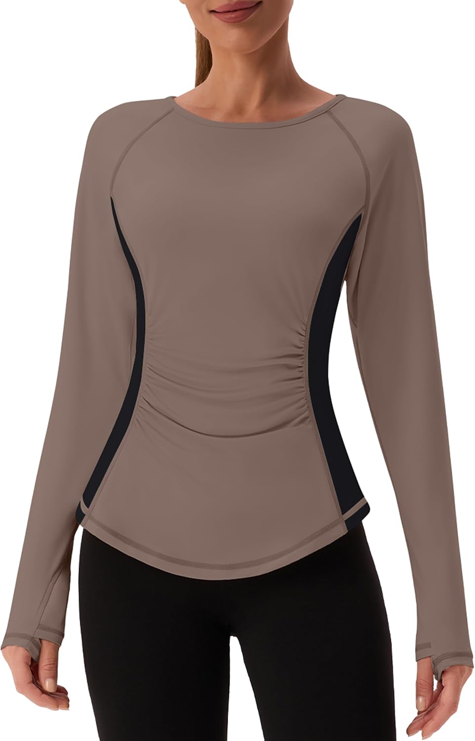 BMJL Women’s Color Block Long Sleeve Workout Tops for Fall Fitness