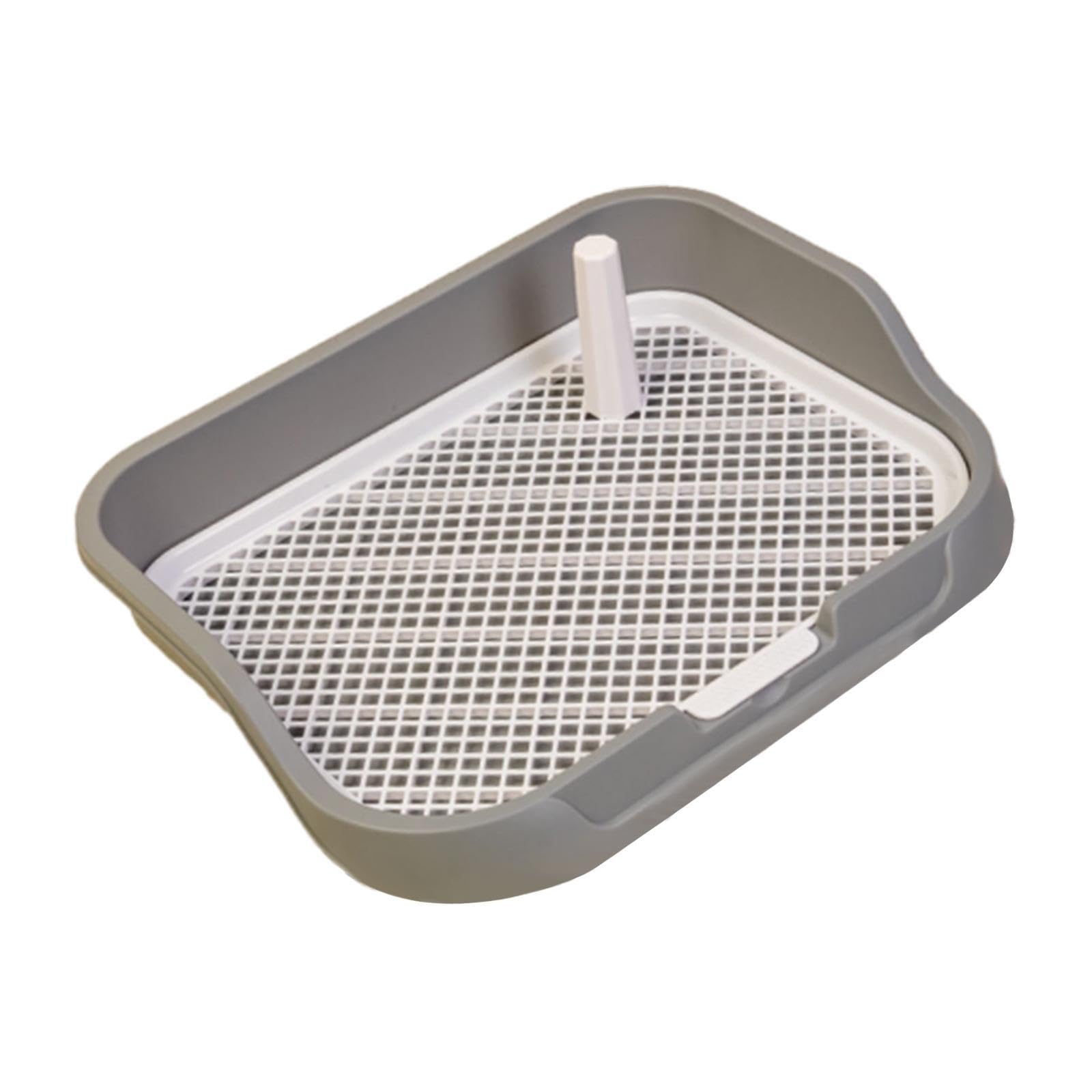 Inodoro para Perros con Columna de Pared Baño Interior con Rejilla de Malla y Poste extraíble para una fácil Limpieza Bandeja para orinales para Perros Inodoro de, Gris Claro, 49x39x10cm