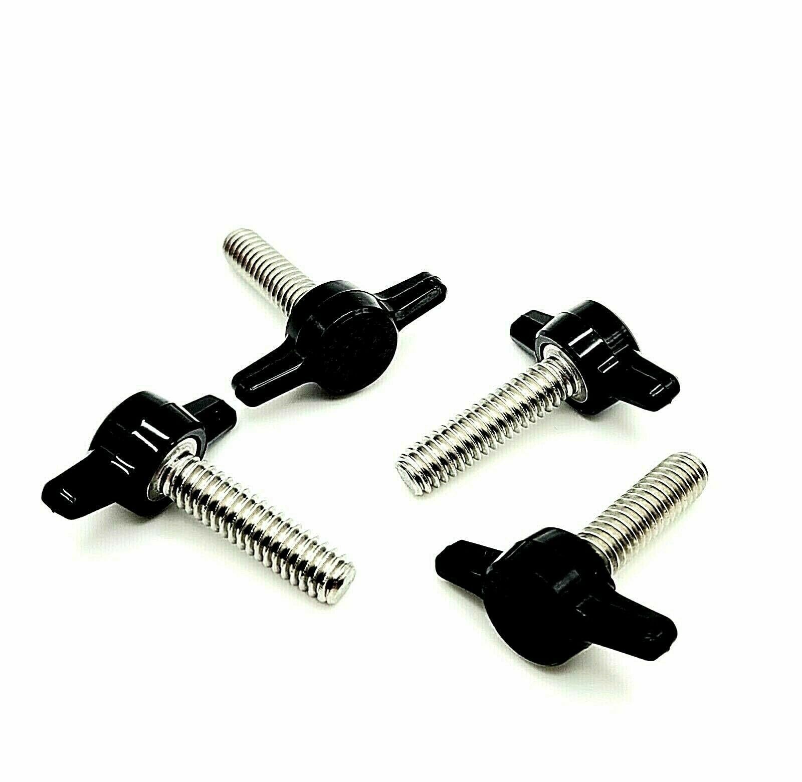 1/4"-20 x 1 Thumb Screws T Bolts with Black Plastic Tee Wing Clamping Knob Stainless Steel Standard Thread Rust Proof (4 Pack)