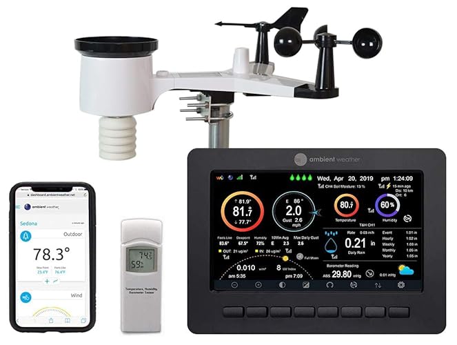 Ambient Weather WS-2000 Digital Weather Station with Rain Gauge, Wind Vane, Thermometer, and Advanced Color Console with Wi-Fi Remote Monitoring and Alerts