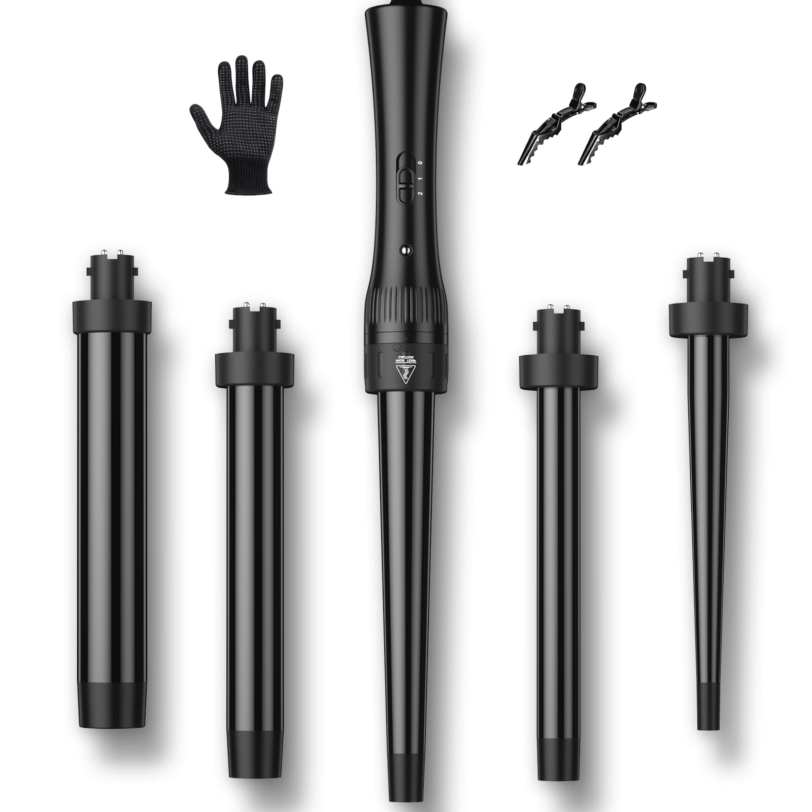 Curling Clip for Long Hair 9mm-32mm 5 in 1 Ceramic Body PTC LCD 180℃ & 210℃ Temperature Control Multi Stylers with Silicone Gloves Gifts for Girl Women-image-11