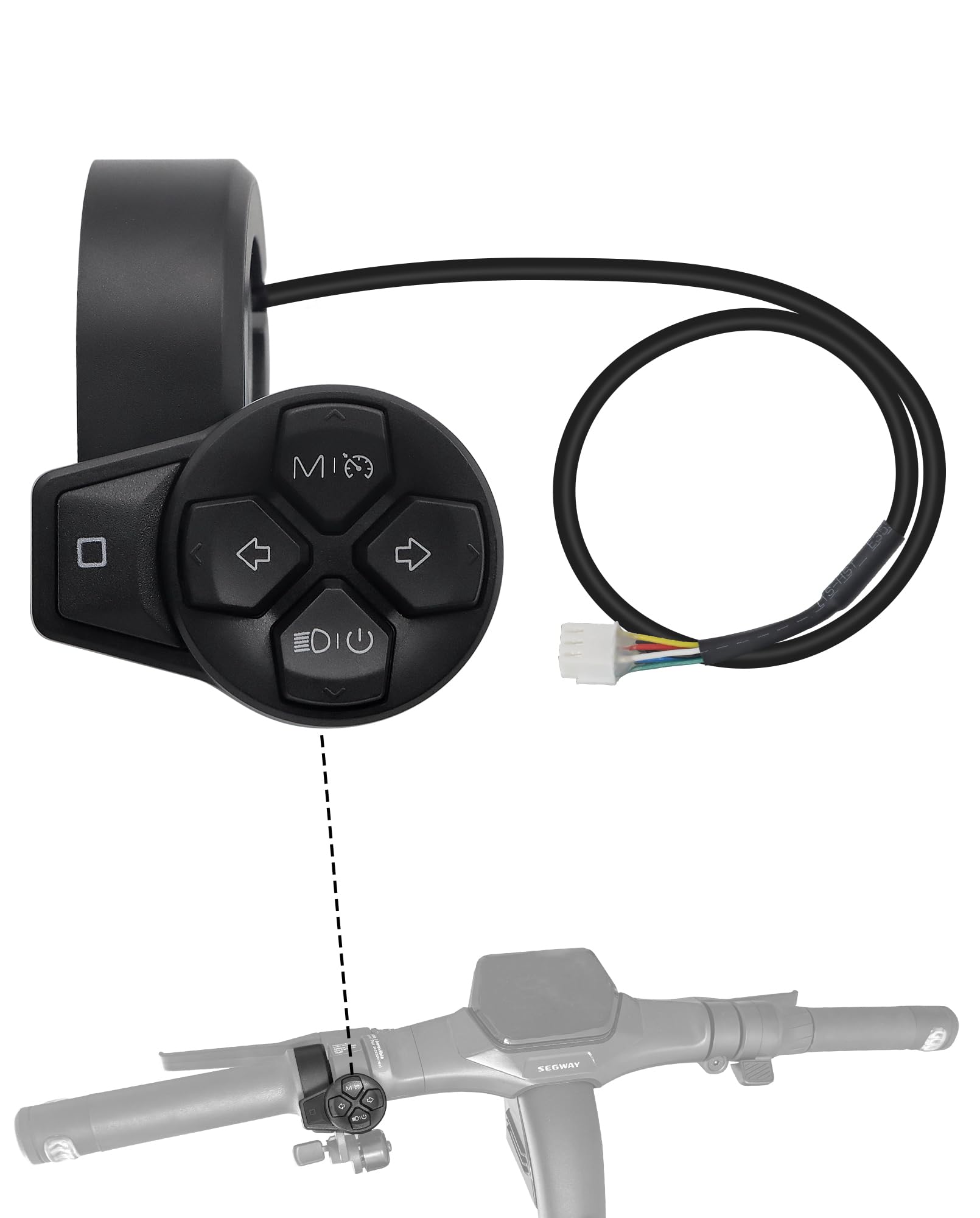 Multifunktionale Kombinationsschaltertaste kompatibel mit Segway Ninebot ZT3 PRO / ZT3Pro D / ZT3Pro E Drehknopf Lenkscheinwerfer Kombinationsschalter Zubehör