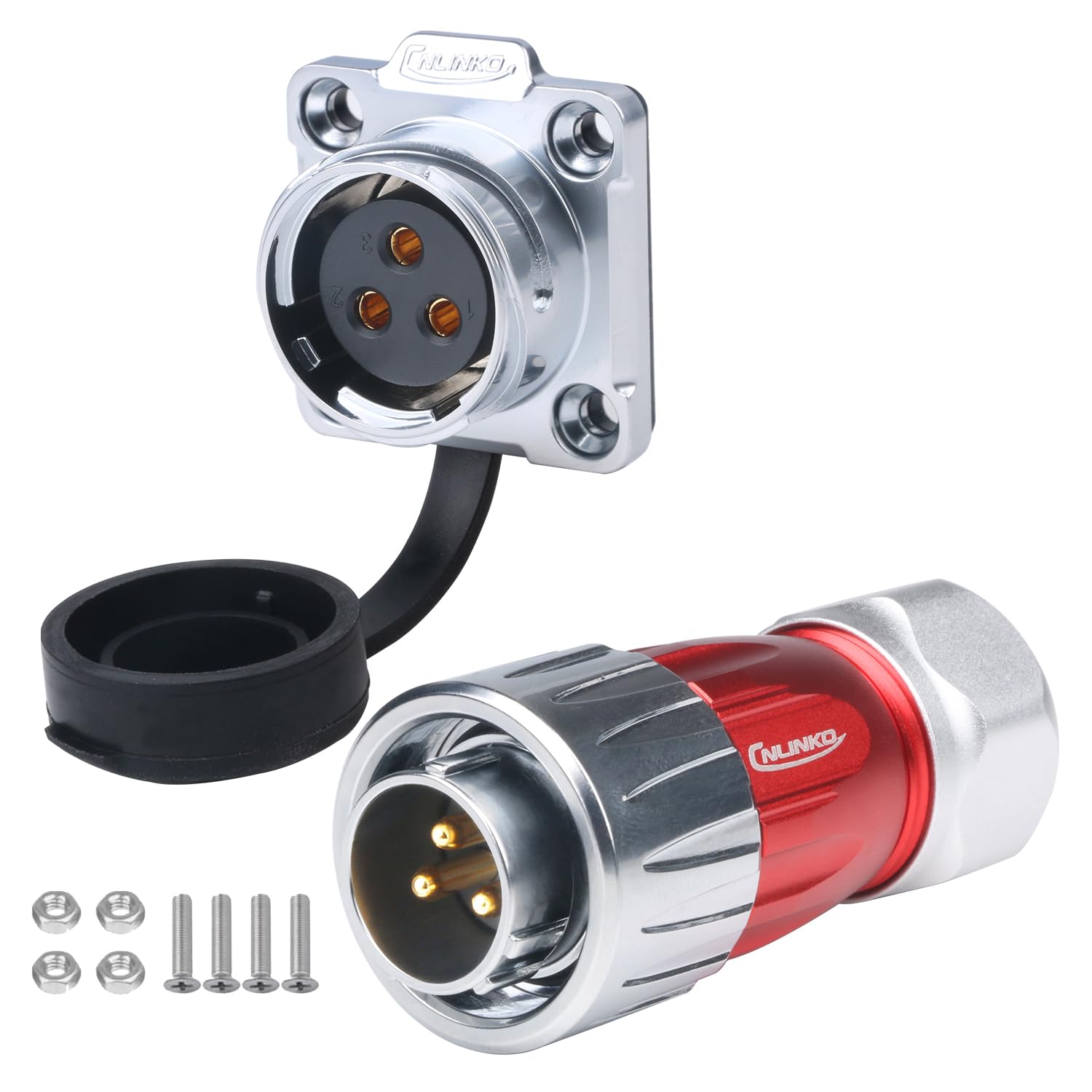 CNLINKO M20 Waterproof Connector，DH Series 20 2/3/4/5/7/9/12 Pin Bayonet Connecting Type Metal Shell Soldering Male Plug Female Socket IP68 Connectors