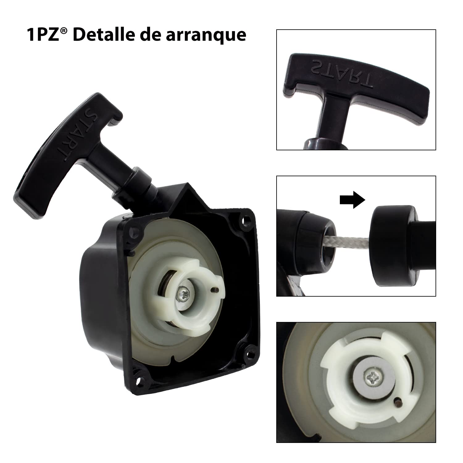 1PZ SPM-PX1 Arrancador de Retroceso Universal para 33CC 47CC 49CC 50CC Generador de jardín Motor Desbrozadora Cortacésped Pocket Dirt Bike Chopper ATV MVS10 Motovox Scooter