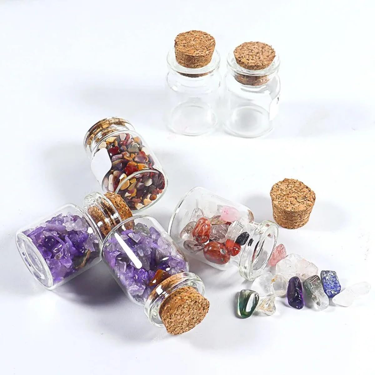 10-200 Stück Mini-Glasfläschchen mit Korken, kleine Fläschchen zur Aufbewahrung von Kunsthandwerk und Gastgeschenken