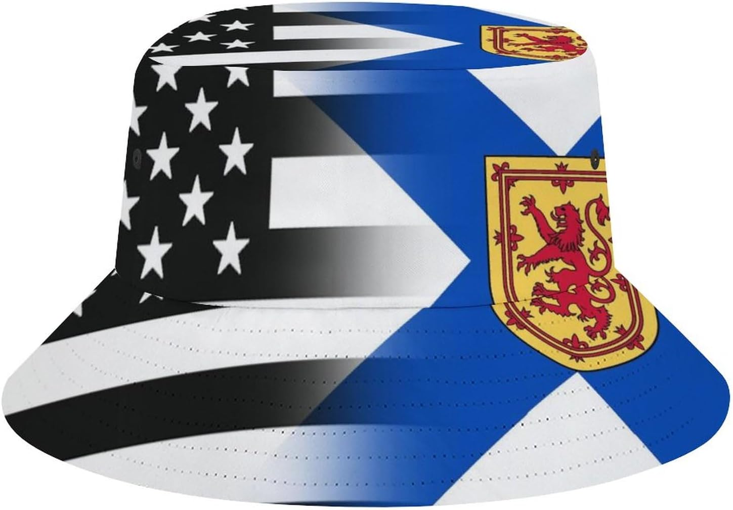 Black and White USA Nova Scotia Flag Print Bucket Cap Lightweight Fisherman's Hat Beach Sun Hat for Men Women Travel Hiking Wide Brim