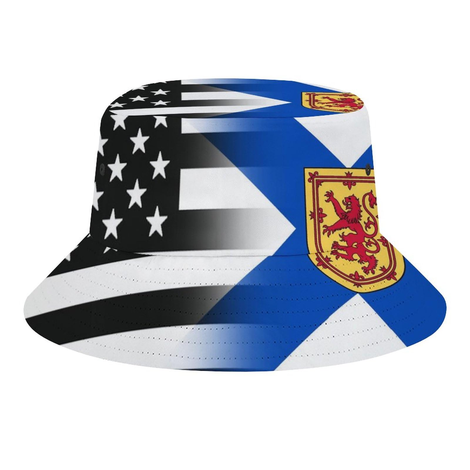 FJQWKLF Black and White USA Nova Scotia Flag Print Bucket Cap Lightweight Fisherman's Hat Beach Sun Hat for Men Women Travel Hiking Wide Brim