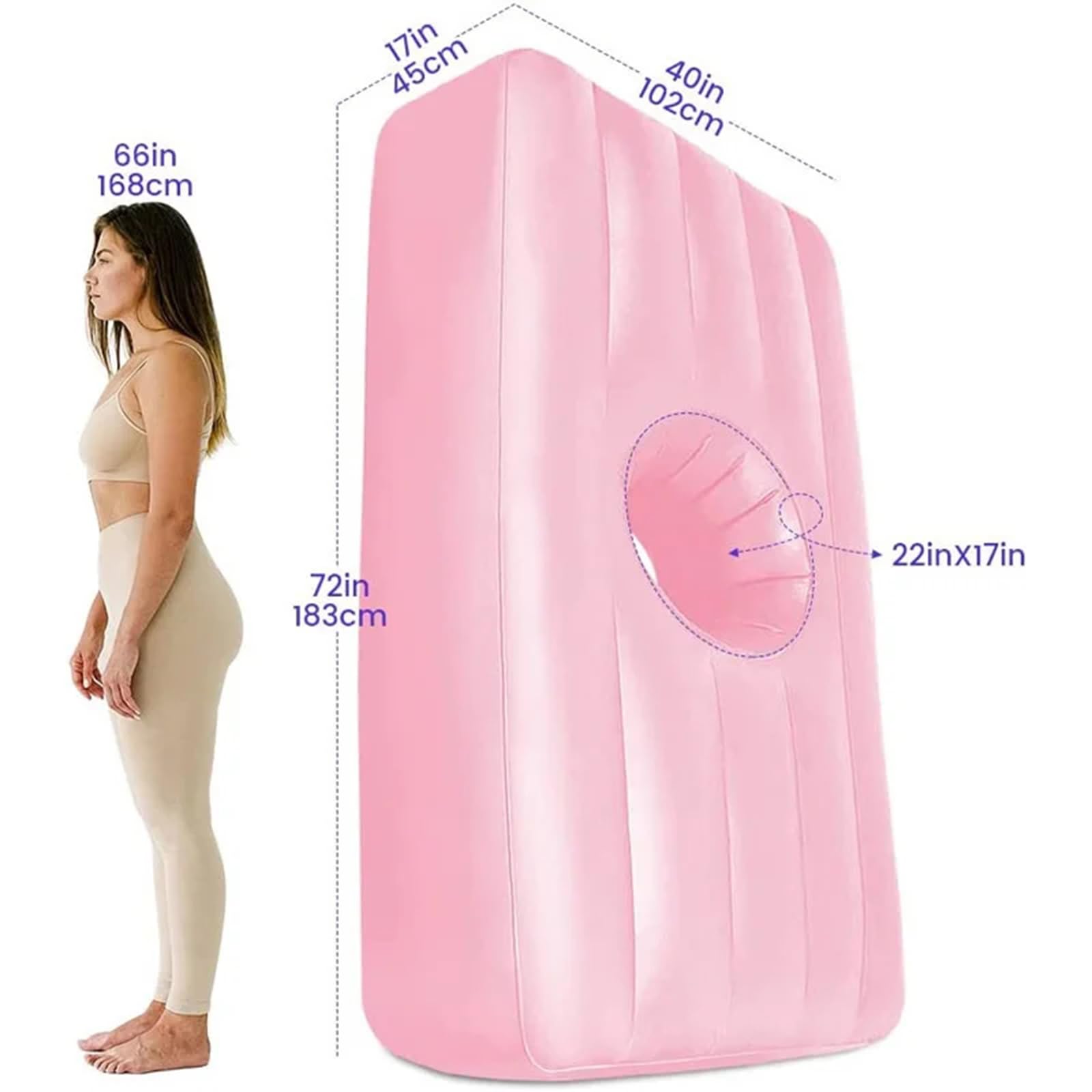 Yogamatte Für Schwangere, Bequeme, Beflockte, Aufblasbare PVC-Matratze Mit Loch, Bequemes Ganzkörperkissen, Schwangerschaftskissen Zum Schlafen,Pink
