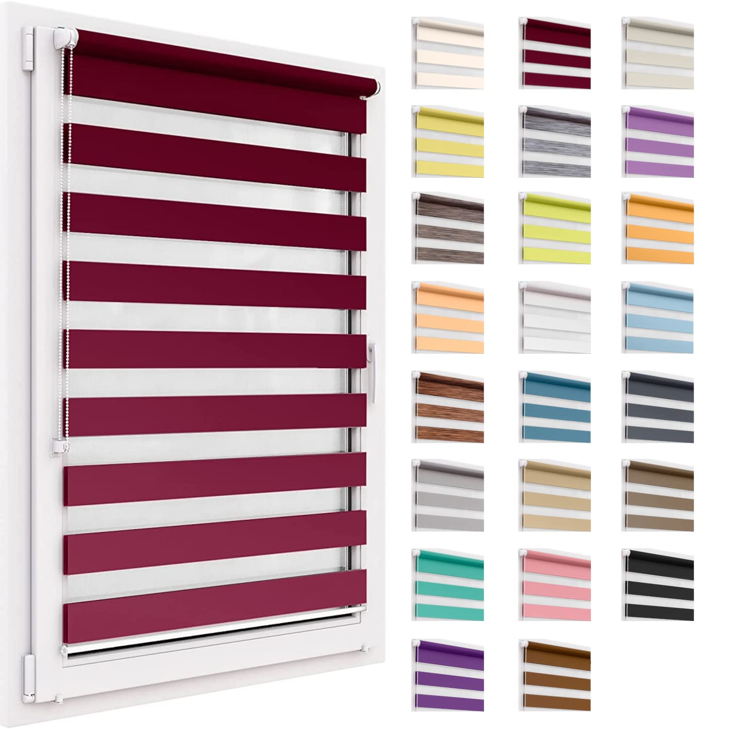 Podwójna roleta bez wiercenia, materiał 61cmx220cm, roleta Klemmfix, Easyfix, przepuszczająca światło i zaciemniająca, Day&Night, zaciskowa roleta przeciwsłoneczna, do okien i drzwi