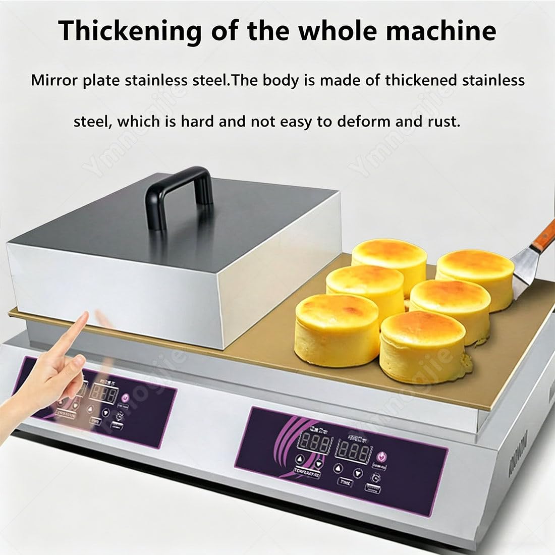 Gofrownica Komercyjna 1300W,Maszyna Sufletów Z Powłoką Nieprzywierającą,Naleśnikarka Dorayaki Baker Ze Stali Nierdzewnej,Niezależna Kontrola Temperatury I Czasu Dla Piekarni SingleHead