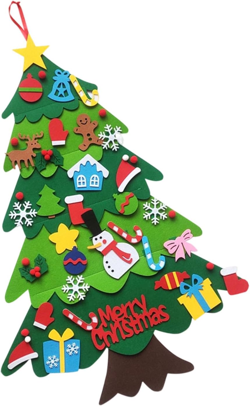 Felt Christmas Tree Decoration Craft Set Educational Toy Wall Decoration Includes Detachable Felted Embellishments Holiday Craft Set