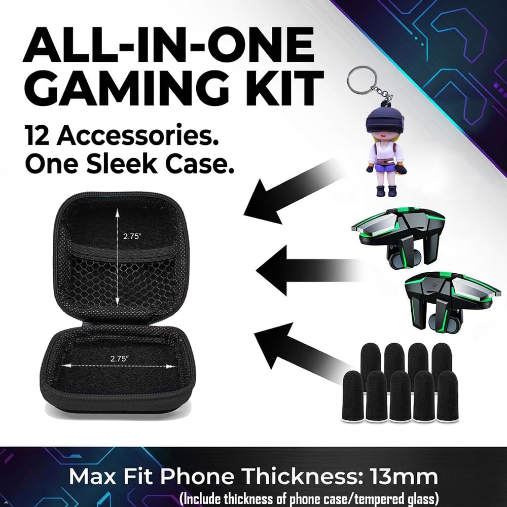 Kit combo 13 in 1 per iPhone/telefoni Android, controller di gioco per cellulari PUBG Mobile/Call of Duty/Apex (ragazza)