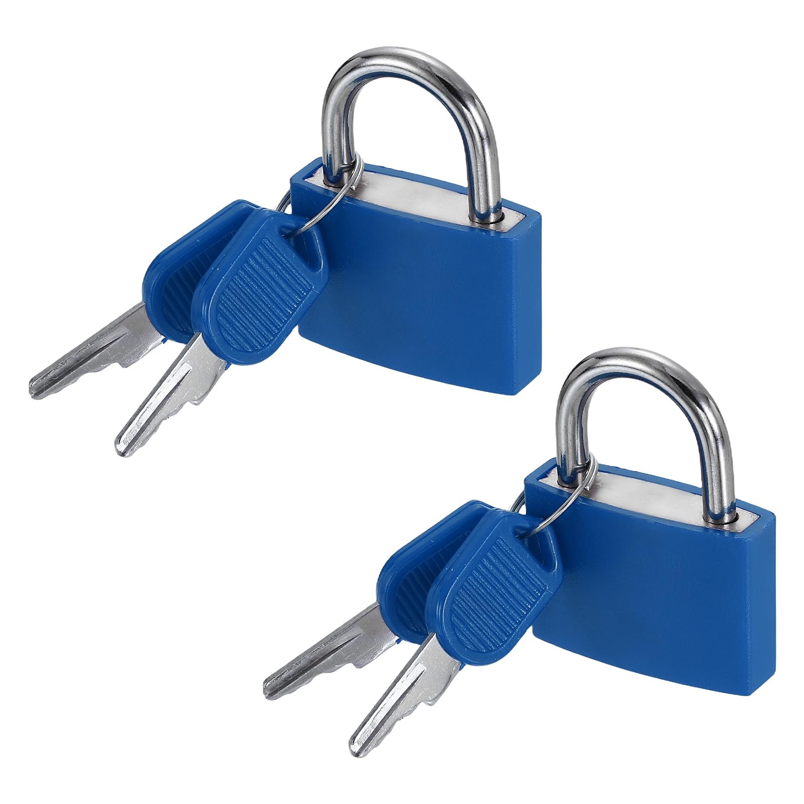 PATIKIL 32mm Small Locks with Keys 42mm Length, 2Pcs Suitcase Locks ABS Covered Solid Brass Anti Rust Waterproof Mini Luggage Padlock for Backpack Gym Locker Cabinet Boxes, Dark Blue