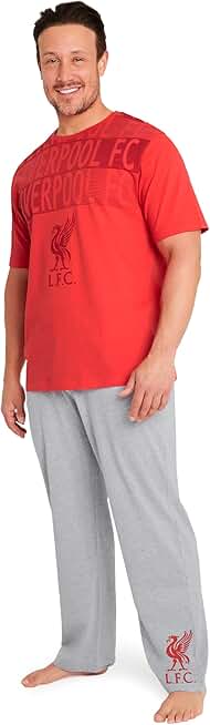 Liverpool F.C. Mens Pyjamas Set, Long Cotton PJs, Football Gifts