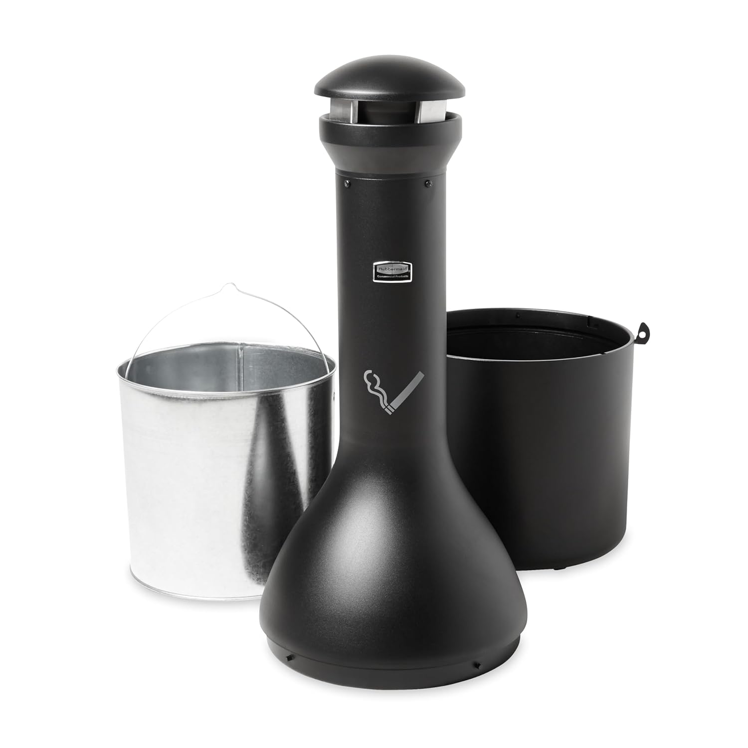 Rubbermaid Commercial Products Infinity High-Capacity Smokers Station 4.1 Gallon Black Weather Resistant Cigarette Butt Receptacle/Disposable Outdoor Ashtray For Bars/Restaurants/Offices/Malls