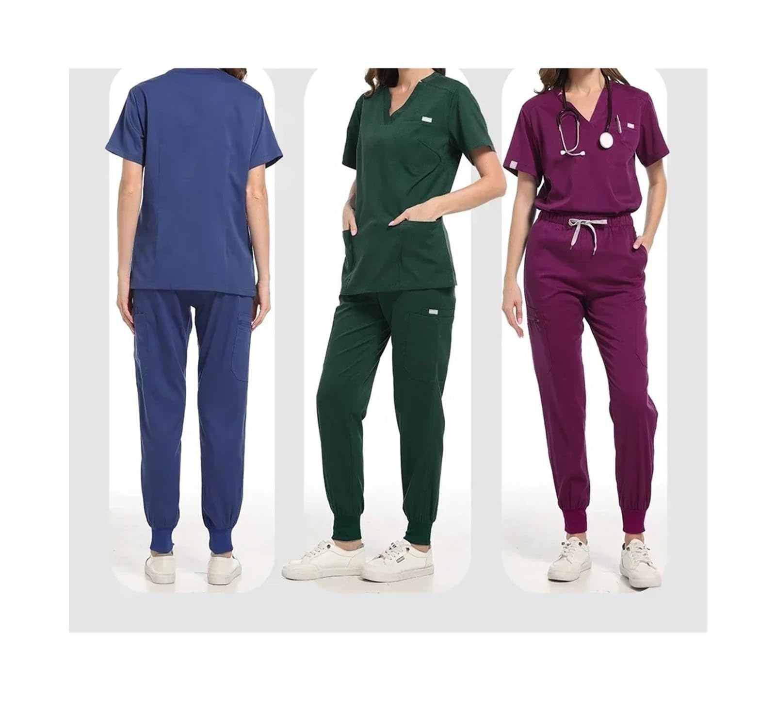 Divisa Da Infermiera Scrub uniforme da sala operatoria Scrub da lavoro ospedaliero Set Forniture mediche Tuta da lavoro for chirurgia dentale da infermiere Per Cosmetologia E Assistenza Sanitaria(Burg