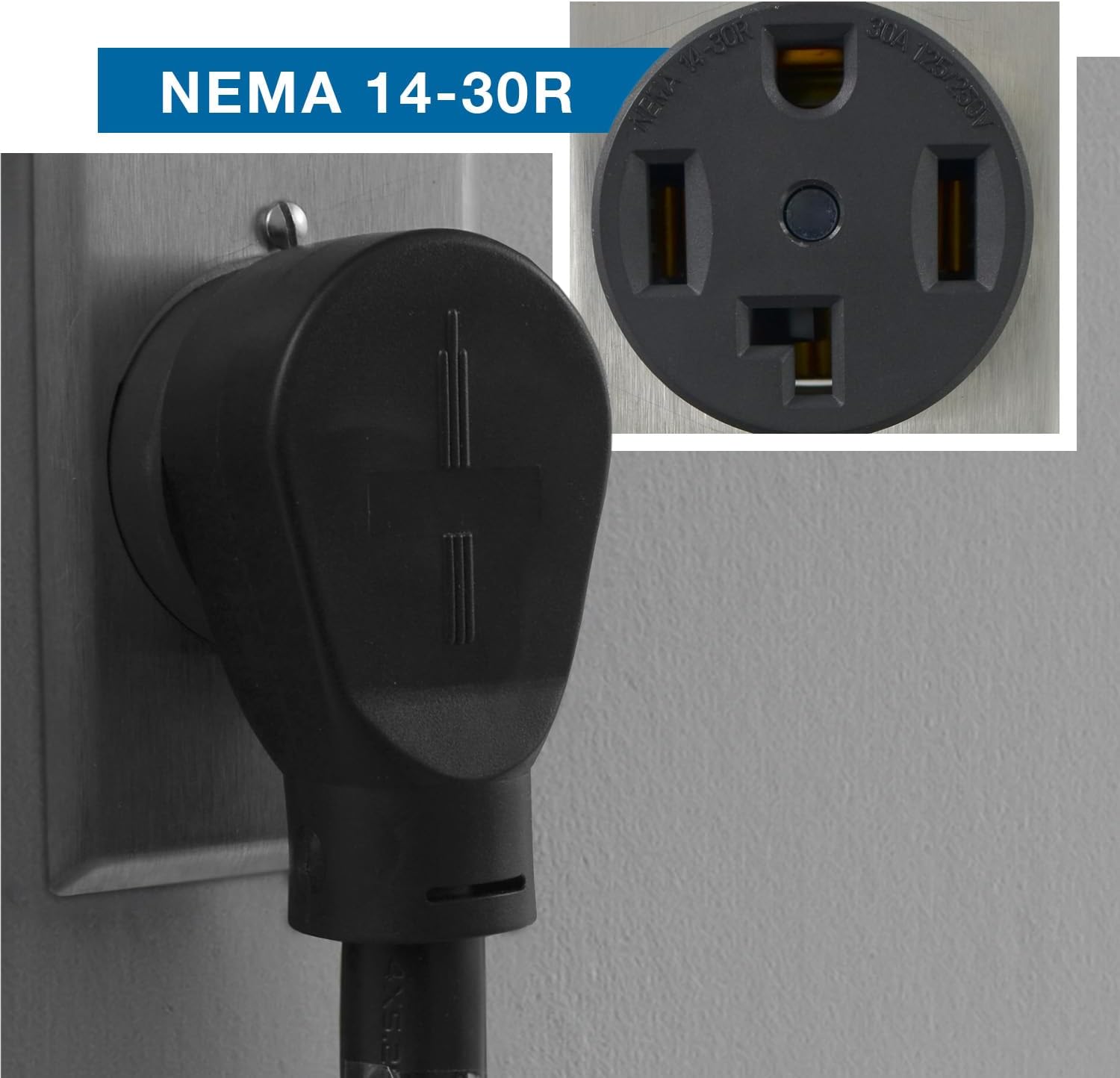 Conntek 30 Amp Extension Cord 4 Prong, 30 Amp NEMA 14-30P to 14-30R Extension Cord for Dryer Power Extension and EV Charging, 125V/250V, 20 Feet