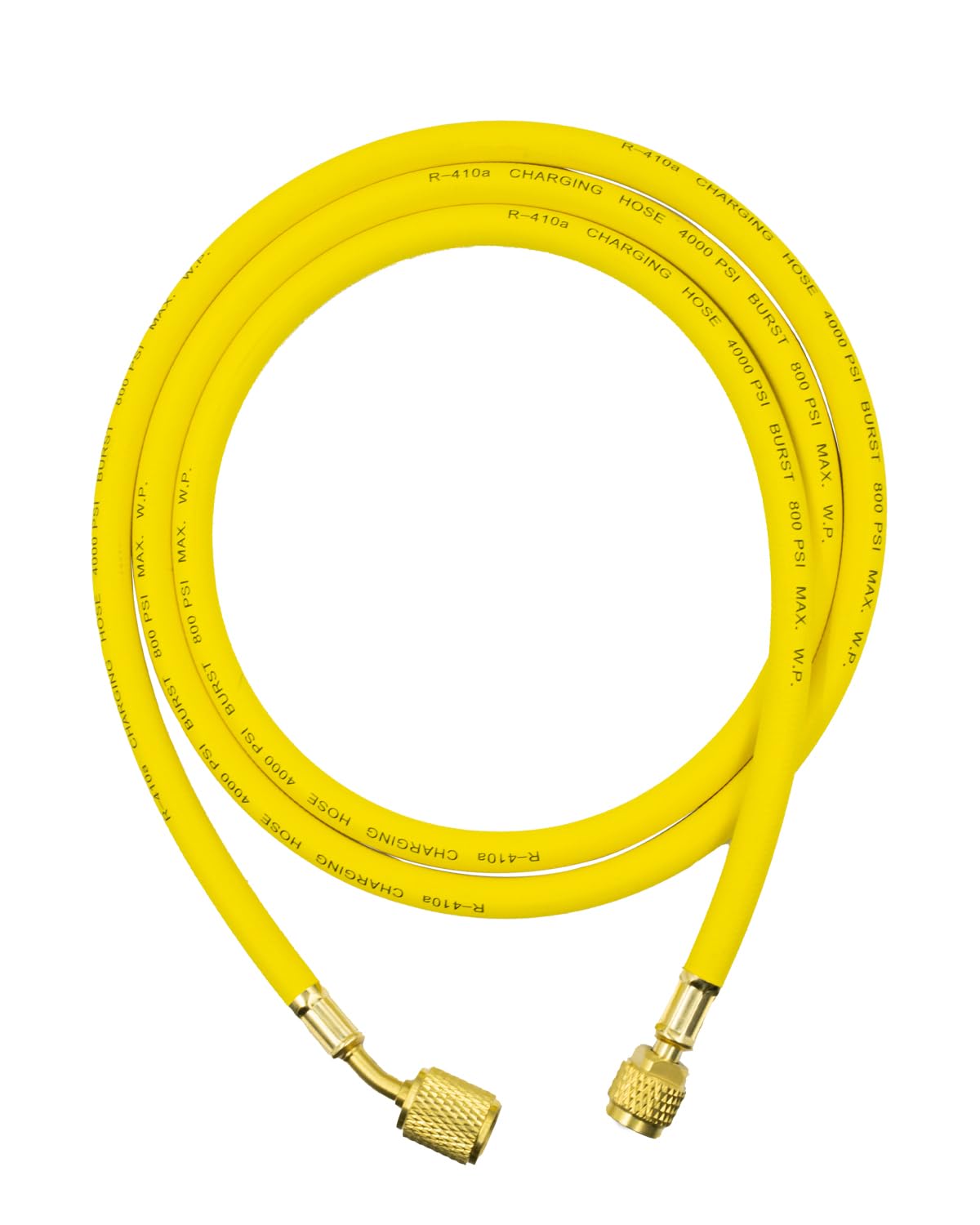 3/8" Diameter Refrigerant Hose, 3/8" FL to 1/4" FL Vacuum Certified, for R410A R134A R22 and All Common Refrigerants, Faster HVAC Evacuation and Recovery, High-Flow, 6 FT, Yellow