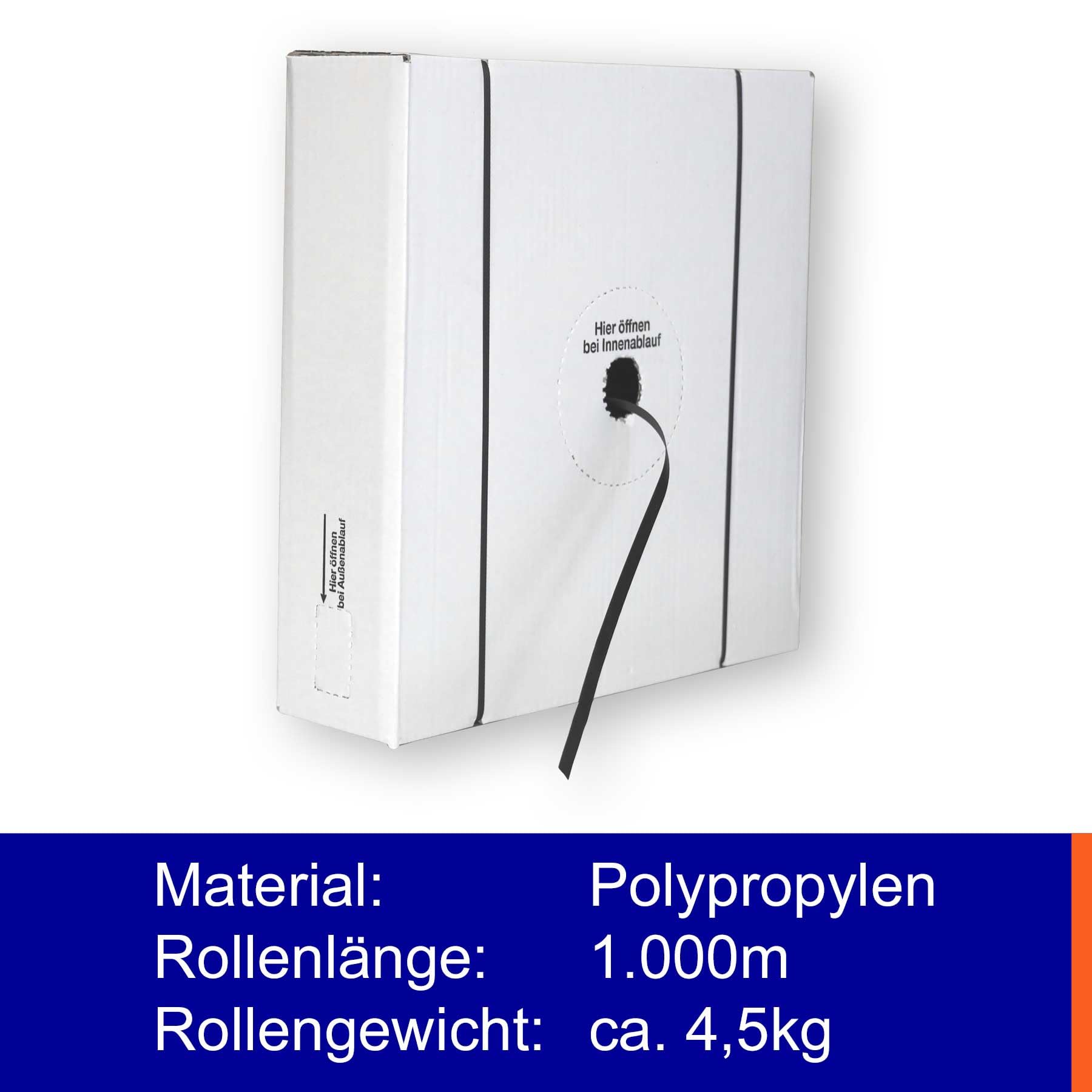 20 Stück Spenderkarton PP-Umreifungsband 12×0,5mm | Polypropylenband (PP) | 1000m | benutzerfreundliches Umreifungsband | 1.320 N Bruchlast | für manuelle Umreifung | Europack24
