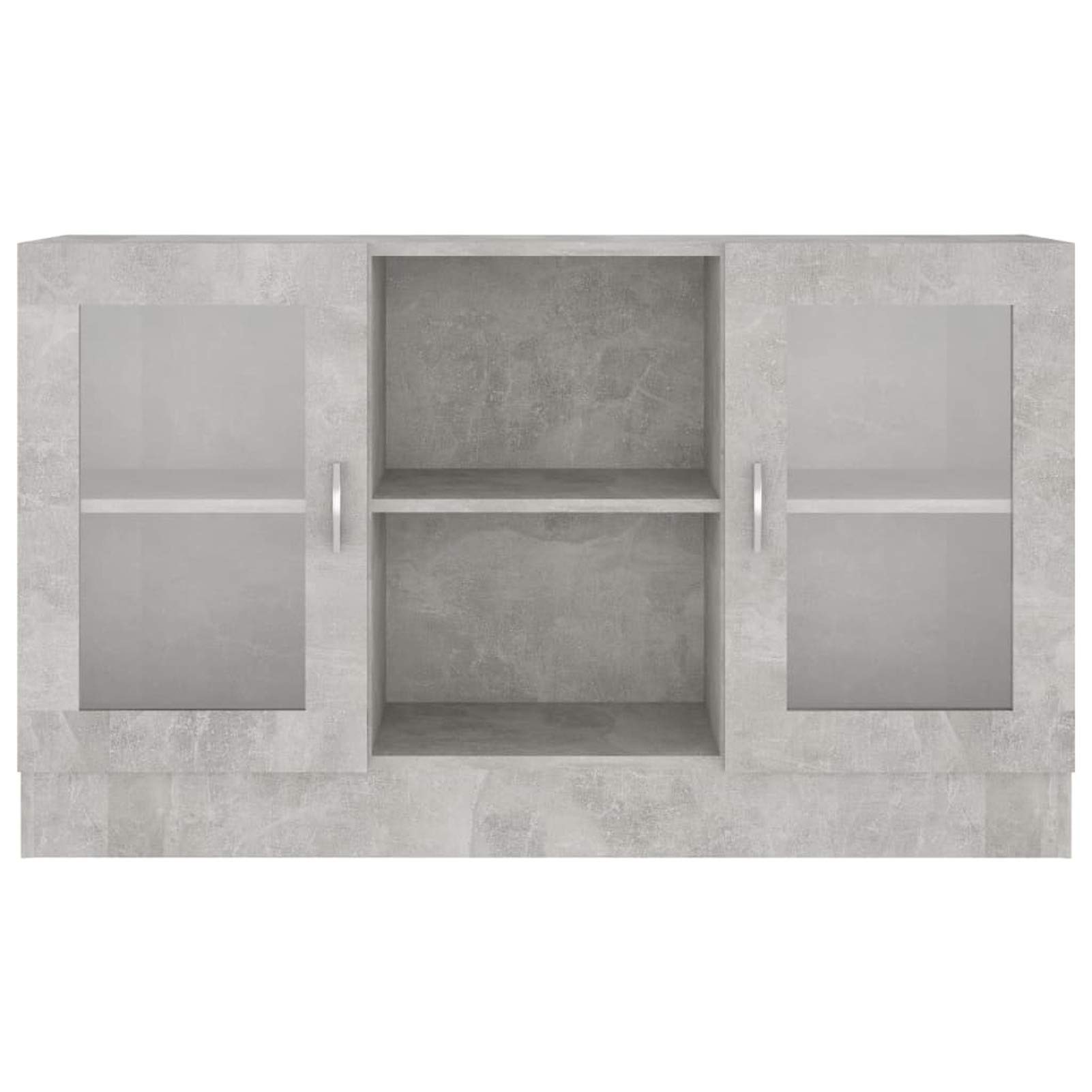 Armadietto Vetrina, Mobile Soggiorno con 2 Ante e 2 Scomparti, 120 x 30,5 x 70 cm, in Legno Multistrato, Grigio Cemento, per Salotto, Camera da Letto e Studio