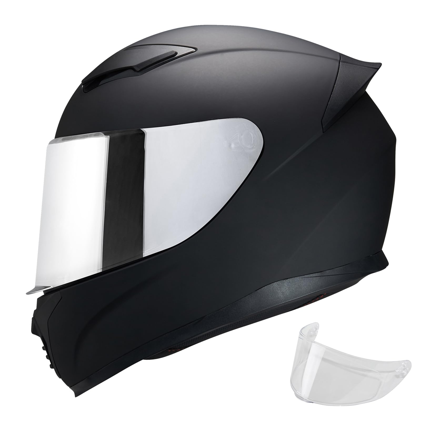 Full Face Helmet Black Motorcycle Motorbike Street Bike Racing Helmets for Adults WS-607 DOT Approved (with Chrome Silver, XXL)