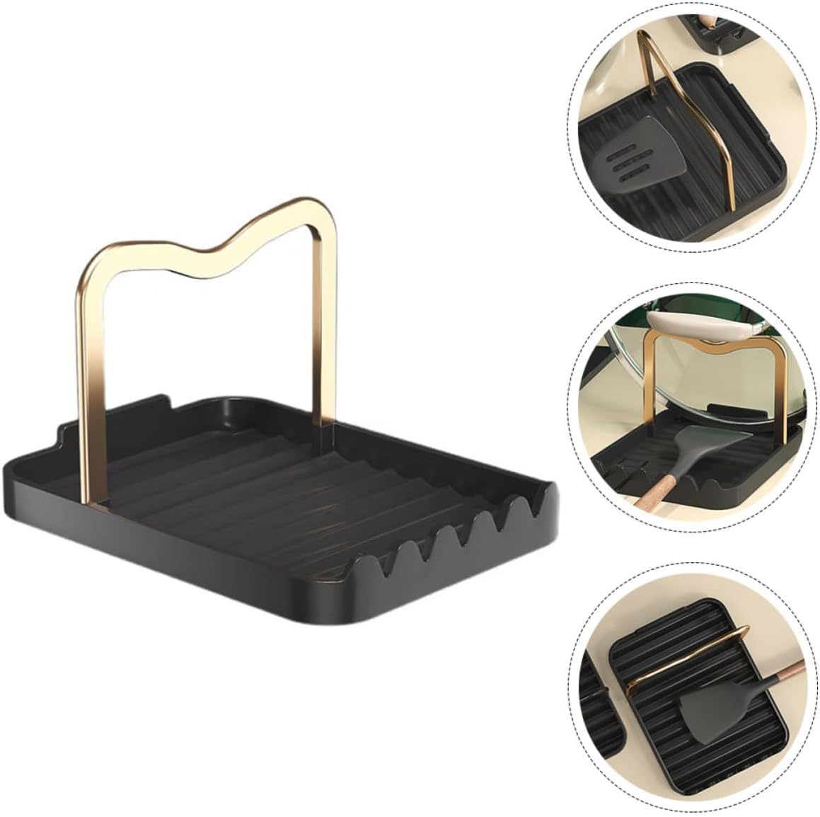 Kitchen Spoon Rest and Pot Lid Holder, Space Aluminum Stand