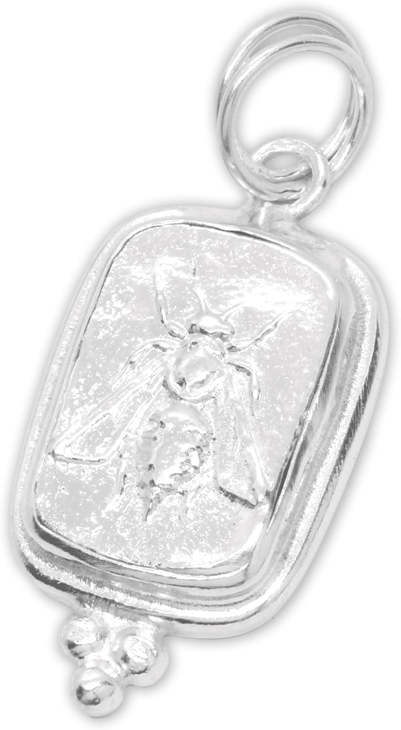 Caprixus 925 Sterling Silver Pendant Ancient Ephesus Honey Bee Coin 24K Yellow Gold Vermeil Handmade Granulated Designer Greek Art Artisan Turkish Fine Jewelry