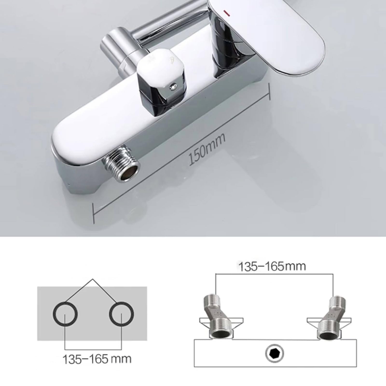 Grifo Pared Lavabo Baño Grifo Lavadora Doble Salida 1/2 Dos Modos De Salida De Agua Plegable,Cromado