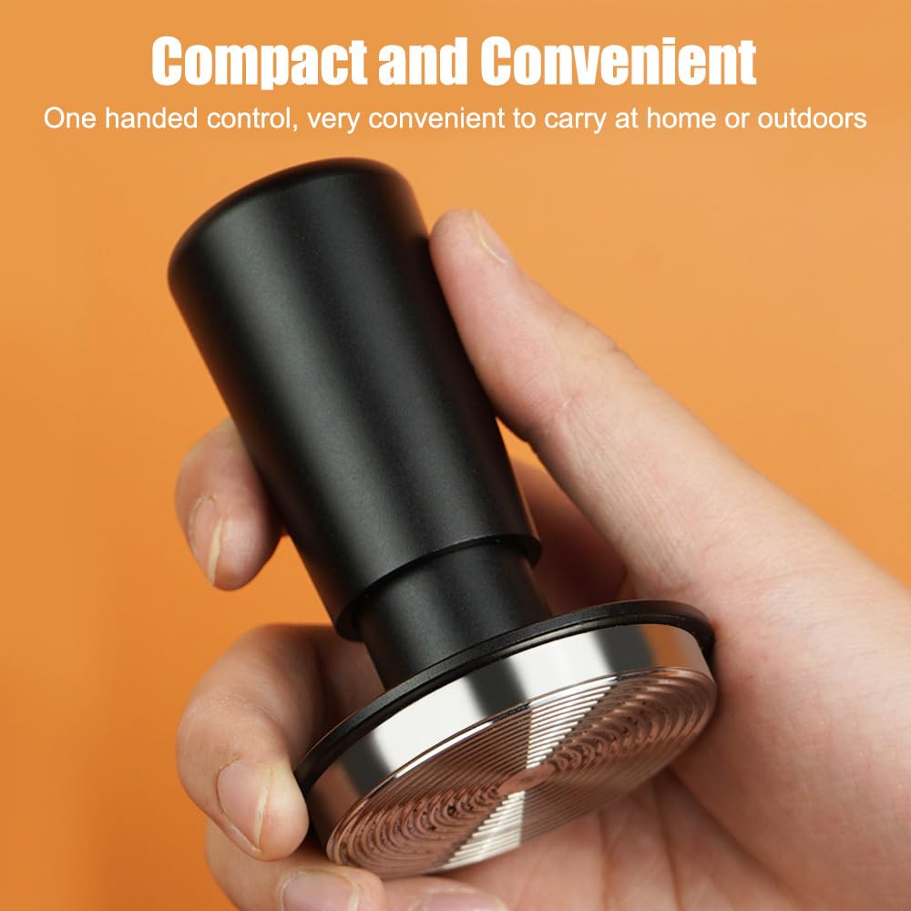 Tamper per Caffè, Pressino per Caffè Espresso a Doppia Molla Senza Regolazione in Acciaio Inossidabile con Tappetino Silicone, Pressa Caffè per Campeggio, Ufficio, Case