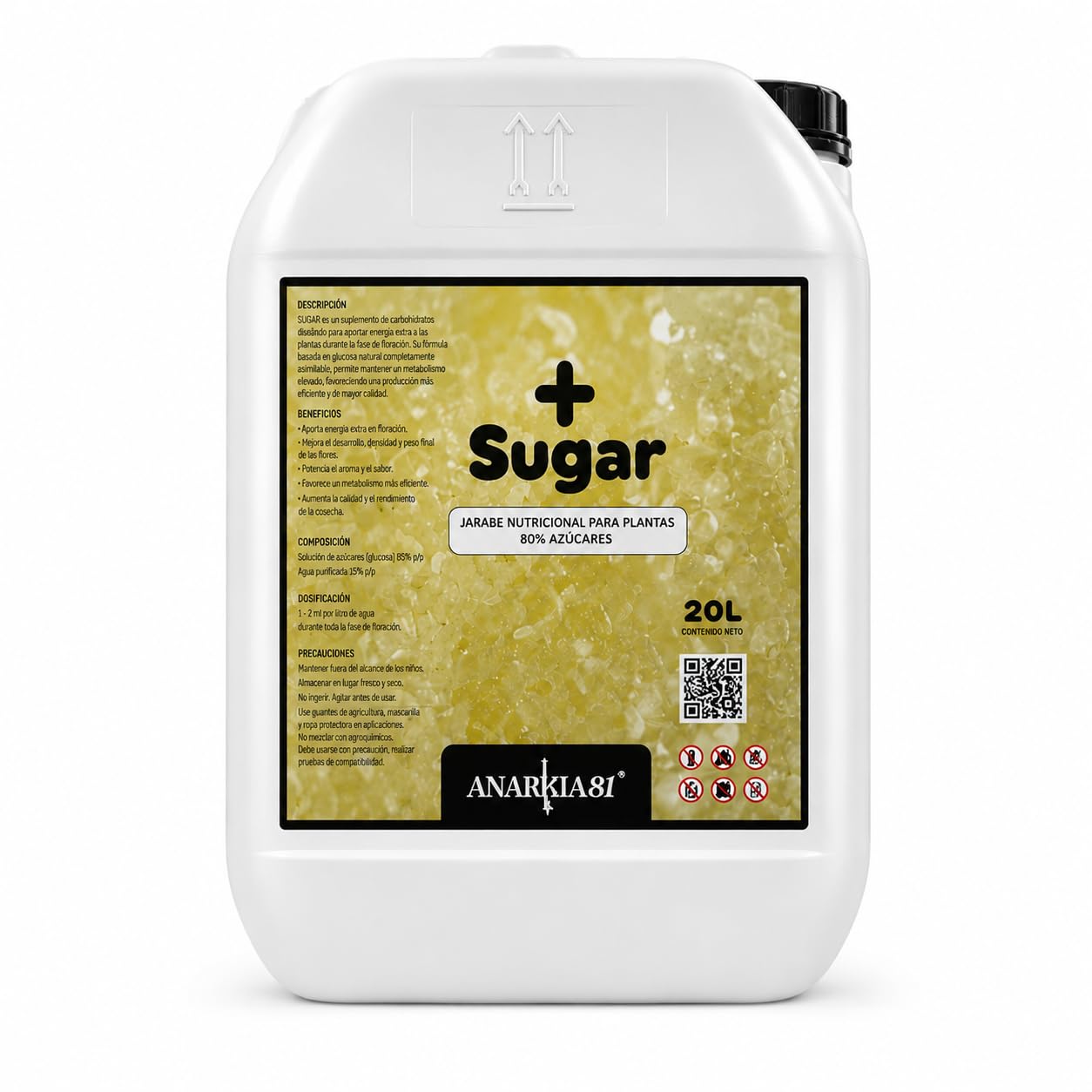 SUGAR 20 L – Carbohidratos para Plantas Potenciador de Floración Energía Extra Azúcares Asimilables Mejora Aroma Sabor y Densidad Fertilizante Líquido - Anarkia81