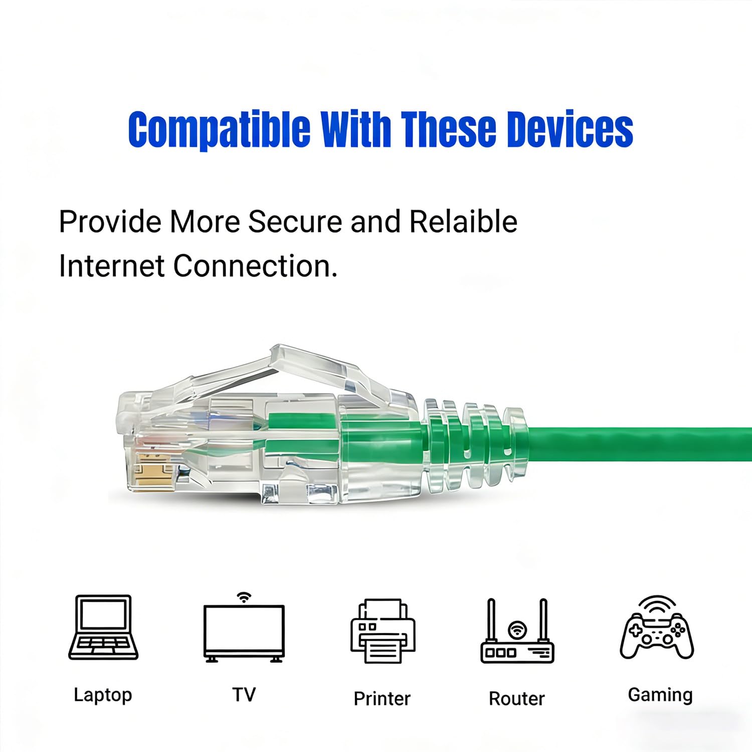 Elfcam - Zestaw 20 zielonych kabli Ethernet Cat 6A, Ultra Slim 10 Gb/s 28AWG UTP OD3,6 mm 500 MHz, przewody z czystej miedzi Cat6a Fin 10 GB do centrów danych, 3M