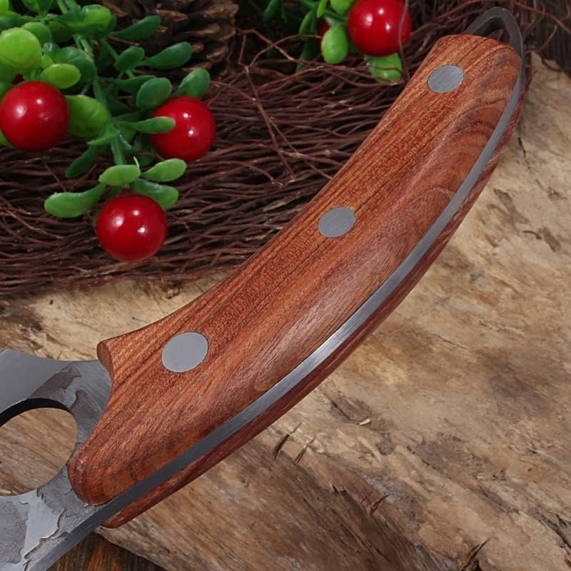 Meat Cleaver,Cleaver Knife Forged Finger Ring Small Kitchen Knife Boning Knife Wooden Handle High Carbon Steel Home And Outdoor Fish Killing Slaughter Knife