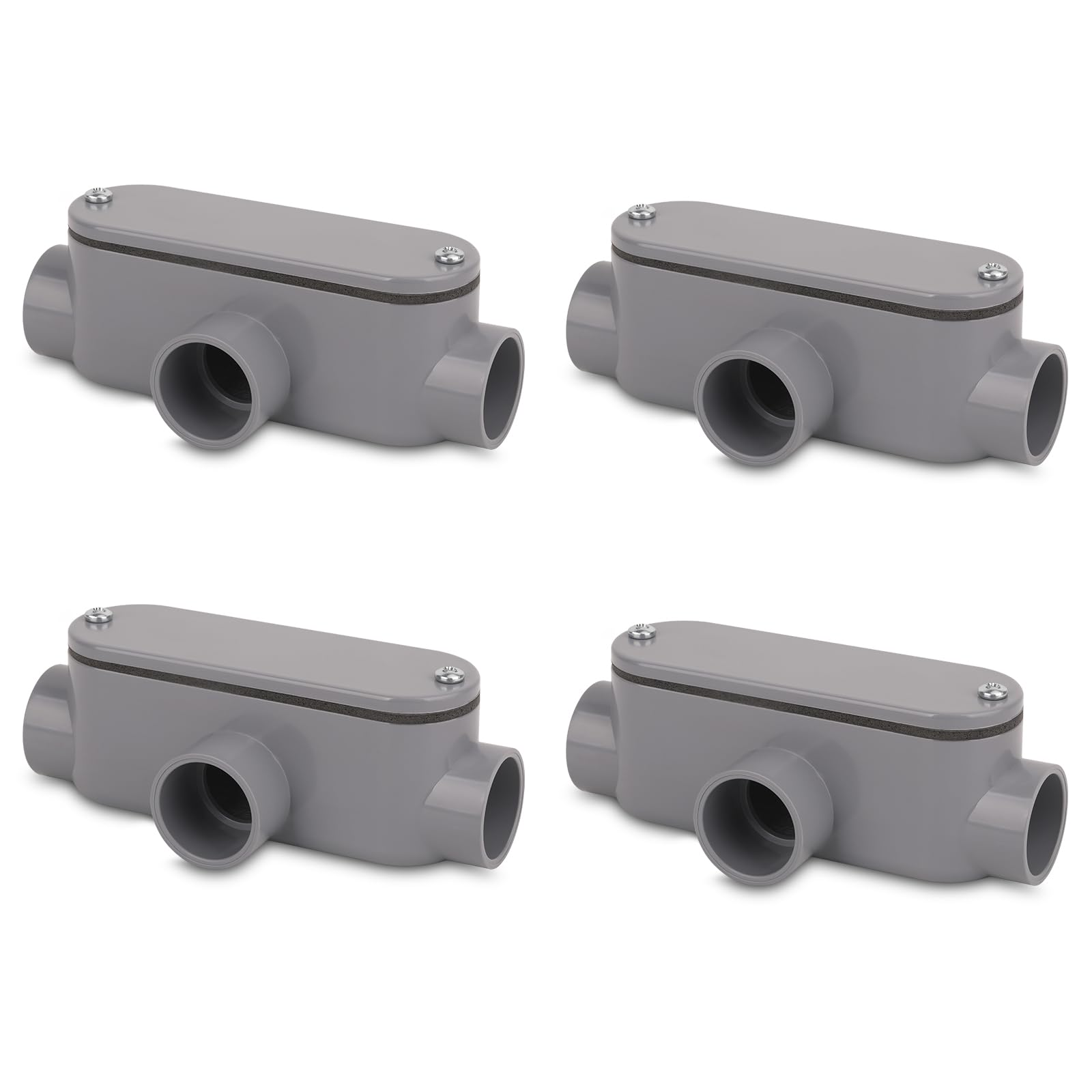 4Pack 3/4 Inch Rigid PVC Conduit Body Type LB, Slip x Slip PVC Conduit Bodies LB Type with Cover and Gasket, Gray — Amazon image 18