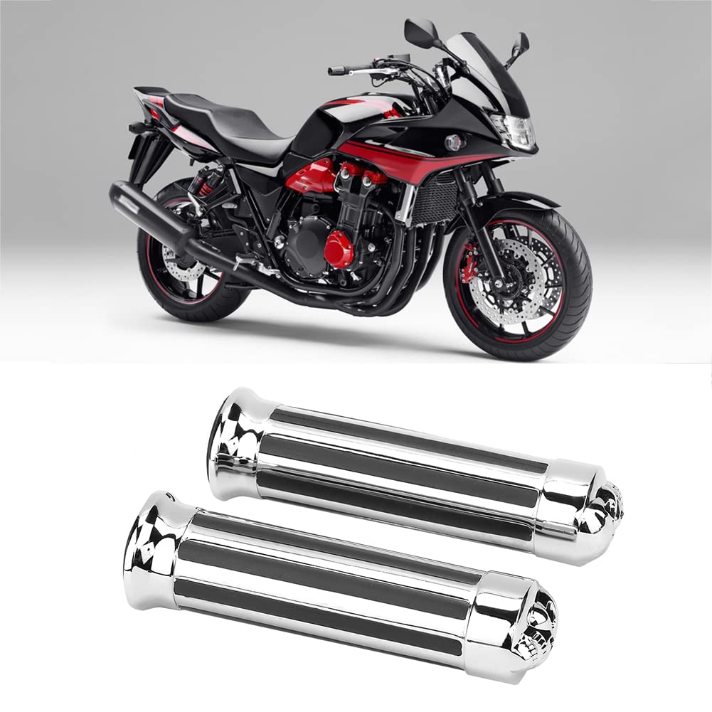 Coprimanubrio a forma di teschio in alluminio da 25 mm per moto, adatto universalmente per, impugnatura in gomma resistente con design confortevole per ridurr