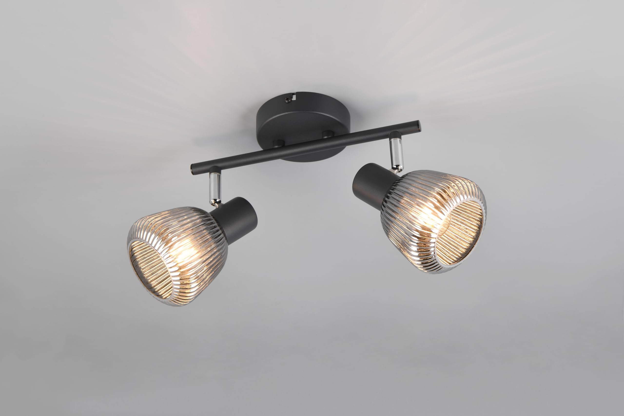 Trio Leuchten Spotbalken Tarifa 862800232, Metall Schwarz matt, Glas Chrom bedampft, exkl. 2x E14
