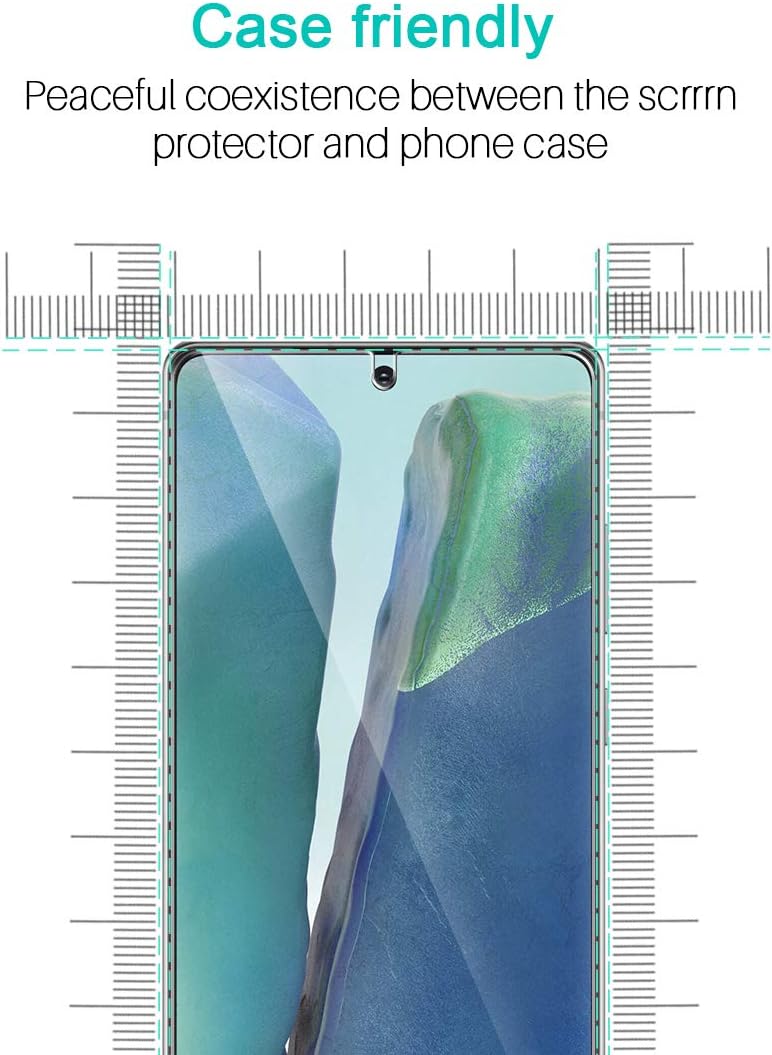 LK 3 Pack Screen Protector Compatible with Samsung Galaxy Note 20 Tempered Glass, HD Transprent, Easy Frame Installation, Support Fingerprint Unlock, Case Friendly